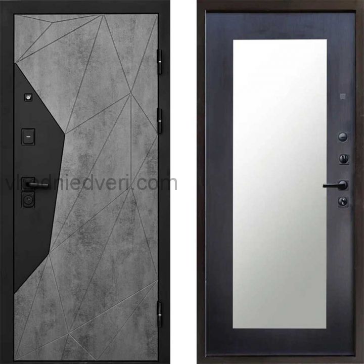Входная дверь Termo-door Геометрия Бетон - Зеркало триумф Венге