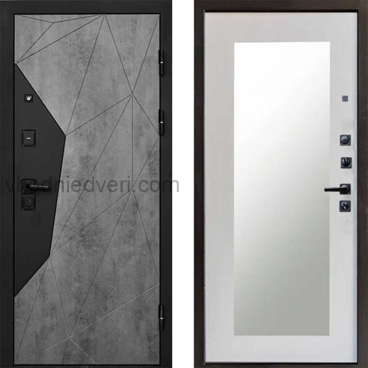 Входная дверь Termo-door Геометрия Бетон - Зеркало триумф Лиственница