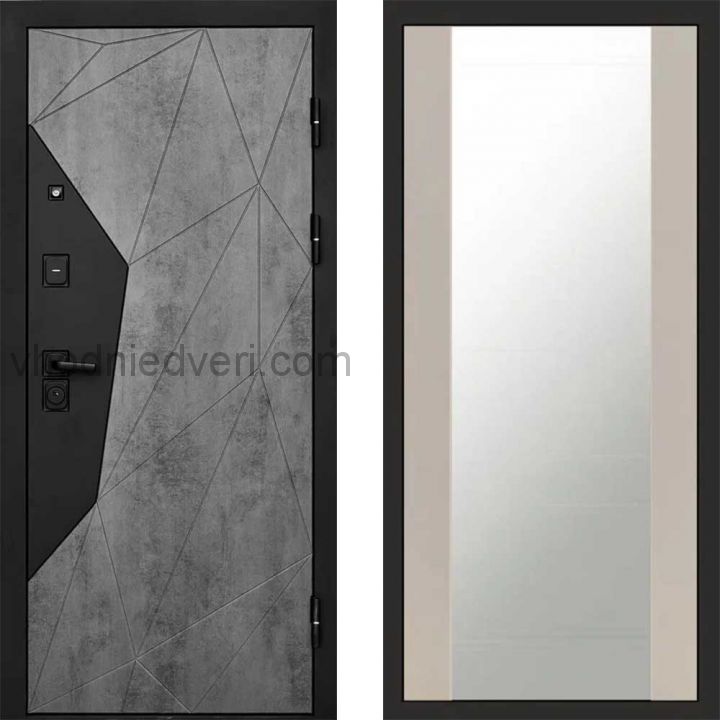 Входная дверь Termo-door Геометрия Бетон - Зеркало Слоновая кость