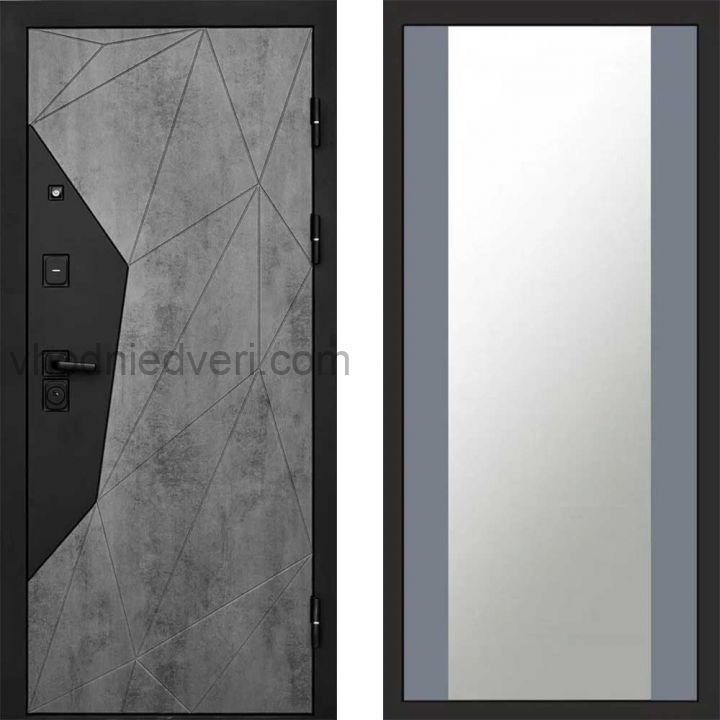 Входная дверь Termo-door Геометрия Бетон - Зеркало Грей софт