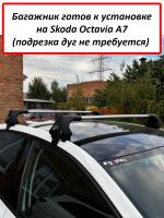 Багажник на крышу Skoda Octavia A7 (2013-2019), ED Tana, с замком, серебристые крыловидные дуги