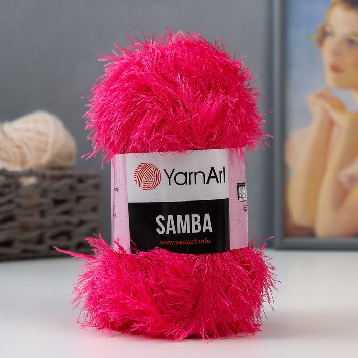 Пряжа для вязания спицами, крючком YarnArt, Samba, травка, 100% полиэстер, 150 м/100 г, (2012 яр. розовый)