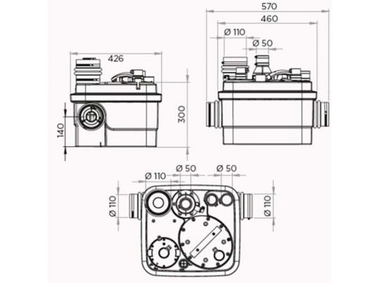 Насосная станция SFA Sanicubic 1 IP 67 с измельчителем схема 3