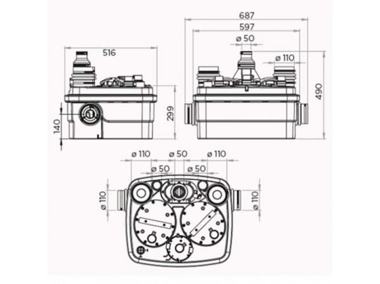 Канализационная насосная станция SFA SANICUBIC 2 Pro NM схема 3