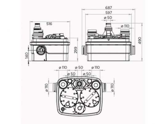 Канализационная насосная станция SFA SANICUBIC 2 CLASSIC NM схема 3