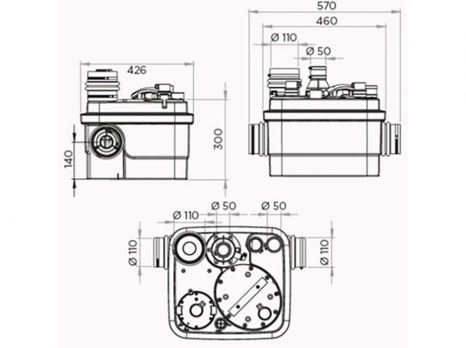 Профессиональная насосная станция Sanicubic 1 WP NM 230В мощность - 1500 Вт, напор - 13 м ФОТО