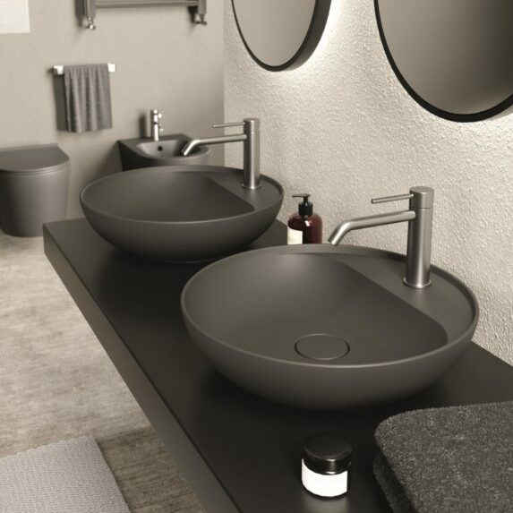 Изображение Раковина накладная Alice Form Round 60x45хВ12 Plan с отверстием под смеситель 22480101