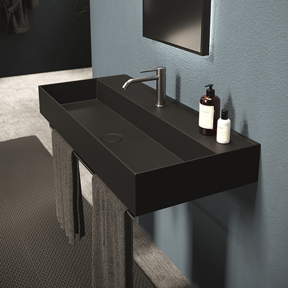 Изображение Раковина подвесная Alice Hide 100x45хВ13,5 Plan с отверстием под смеситель 31250101S