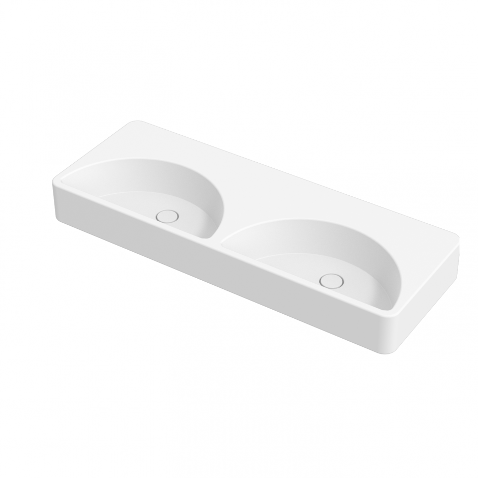 Изображение Раковина накладная/подвесная Alice Lunaris 121x45xВ14 двойная без отверстия под смеситель 47521401N