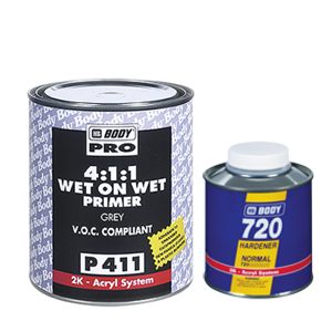HB Body Грунт - изолятор P411 Wet on Wet 4+1 Grey с отвердителем H729 (комплект), объем  1л. + 250мл.
