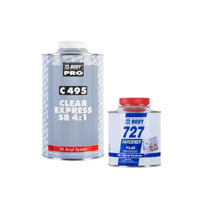 HB Body Лак PRO C495 MS 4:1 RAPID EXPRESS SR в комплекте с отвердителем 727 Polar, объем 1л. + 250мл.