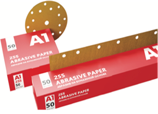А1 255 Абразив на бумажной основе в кругах 15 отверстий, 150мм., P180, (упаковка 50 шт.)
