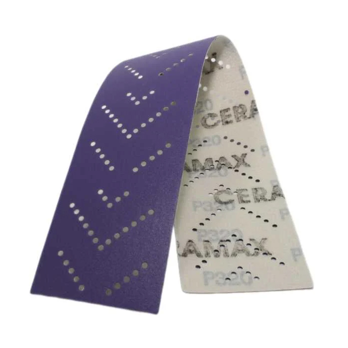 Ceramax Purple Paper Полоска абразивная на бумажной основе, 70x400мм., P80, P120, P180, P240, P320, multiholes, в упаковке 5шт.