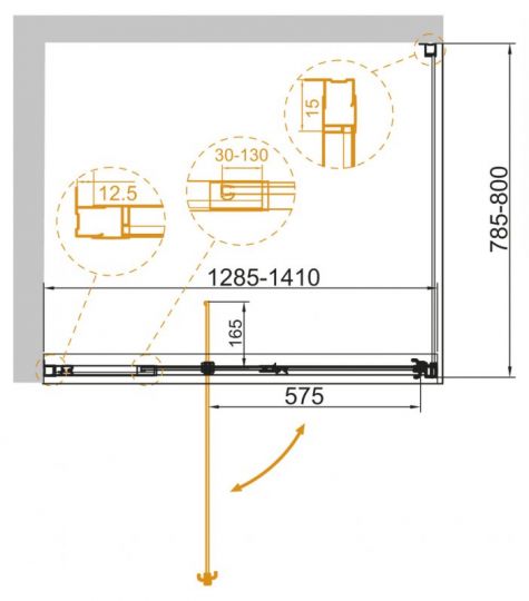 Душевой уголок без поддона Cezares хромированный 70х100 см схема 7 Душевой уголок без поддона Cezares хромированный 70х100 см схема 7