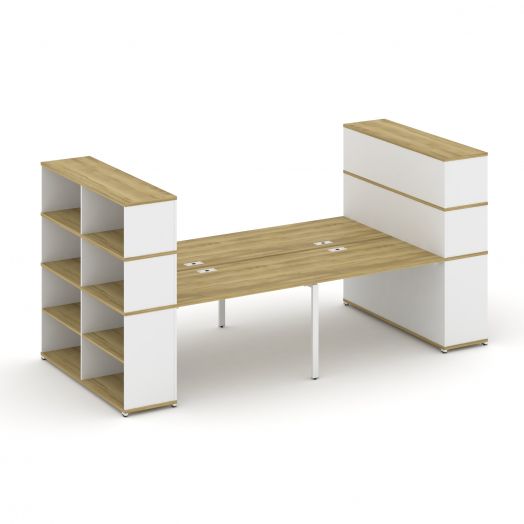 Concept Рабочая станция с опорными стеллажами с надставкой выс. CN.DRS-258  3200х1480х1530