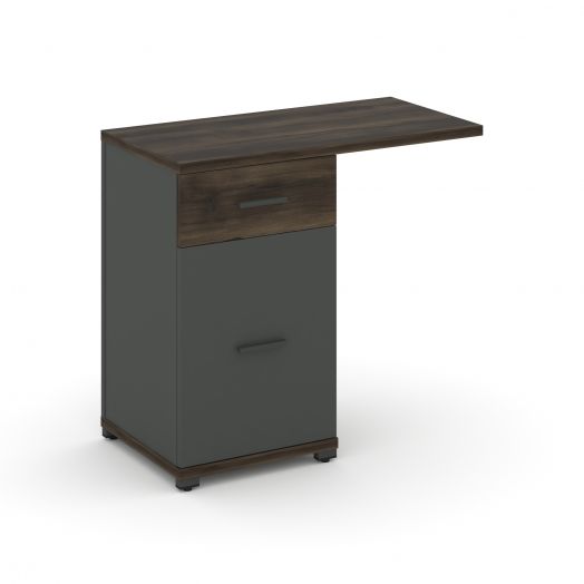 Concept Тумба приставная узкая 1 ящ.+1 распаш. фасад со свесом CN.TUS-003   836х420х750