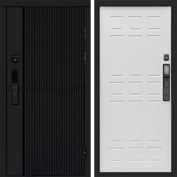 Входная дверь Termo-door УРБАН BLACK с электрозамком - Спарта Белое дерево