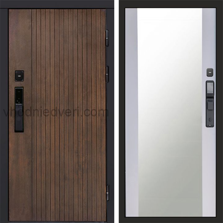 Входная дверь Termo-door ТВИСТ УЛЬТРА с электрозамком - Зеркало Белый софт