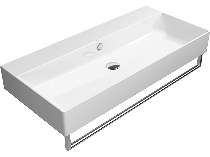 Изображение Раковина белая накладная/подвесная GSI KUBE X 9423111 100 х 47  с переливом, без крепежа