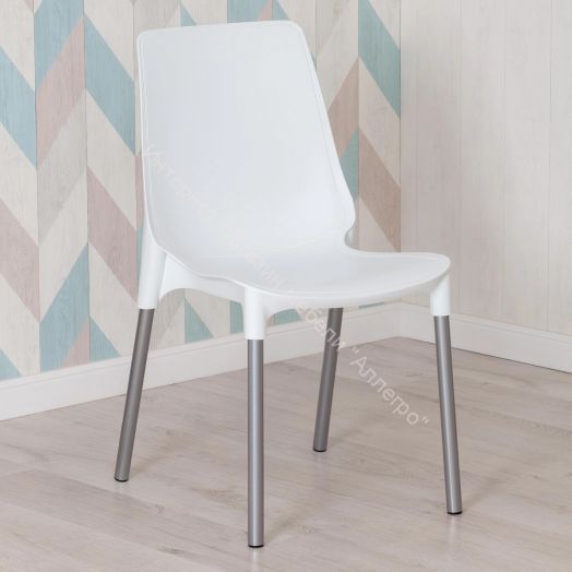 Стул GENIUS (mod 75) металл/пластик, белый/ножки хром
