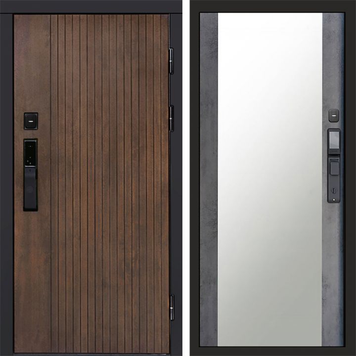 Входная дверь Termo-door ТВИСТ УЛЬТРА с электрозамком Зеркало бетон темный