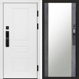 Входная дверь Termo-door ОРЕГОН WHITE с электронным замком Зеркало бетон темный
