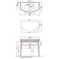 Тумба с раковиной Kerasan Retro  7363K3 100Х54 с ящиком схема 5