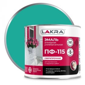 Эмаль ПФ-115 Lakra 2кг Бирюзовая, Атмосферостойкая, Алкидная, Сверхпрочная / Лакра.