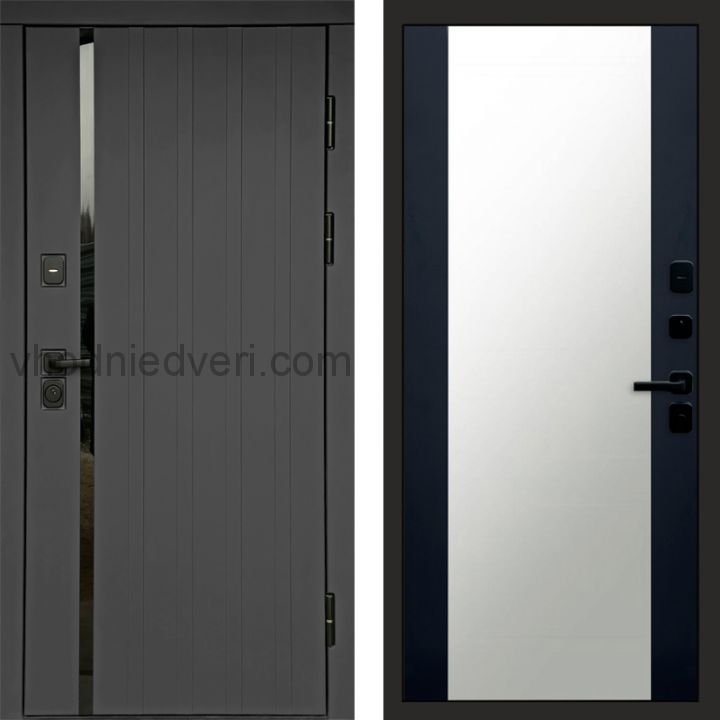 Входная дверь Termo-door Роял Графит - Зеркало Черный кварц+тонировка