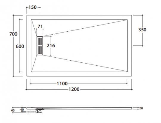 Globo душевой поддон DP212070 70х120 схема 2