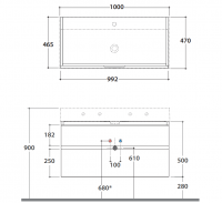 Подвесная тумба Globo Plain OP020P 100x47 схема 2