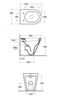 Напольный унитаз Globo Forty3 FO002 52x36 см схема 2 Напольный унитаз Globo Forty3 FO002 52x36 см схема 2