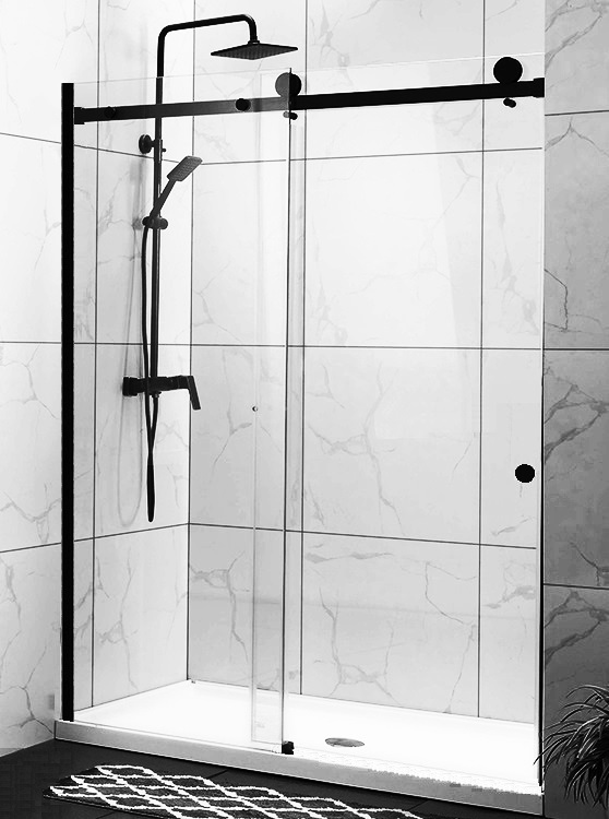 Душевая дверь OportoShower OS7-B 120x195 см прозрачное стекло, профиль черный
