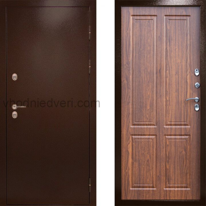Входная дверь Termo-door Сибирь Антик медь с терморазрывом - Орех стандарт