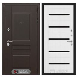 Входная дверь Лабиринт MEGAPOLIS - 01 Белое дерево, черные стекла