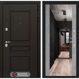 Входная дверь Лабиринт MEGAPOLIS - Зеркало максимум Бетон светлый