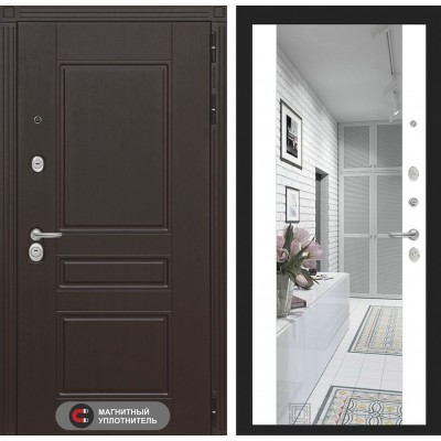 Входная дверь Лабиринт MEGAPOLIS - Зеркало максимум Белый софт