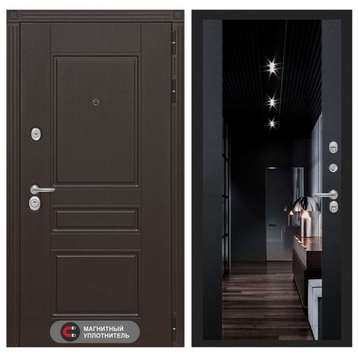 Входная дверь Лабиринт MEGAPOLIS - Зеркало максимум с тонировкой Черный кварц