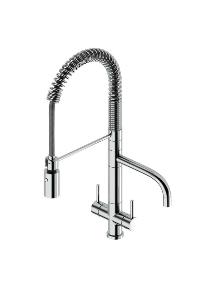 Изображение Смеситель для кухонной мойки Quadro design Idealaqua Inox 323/1 CR с выдвижным душем