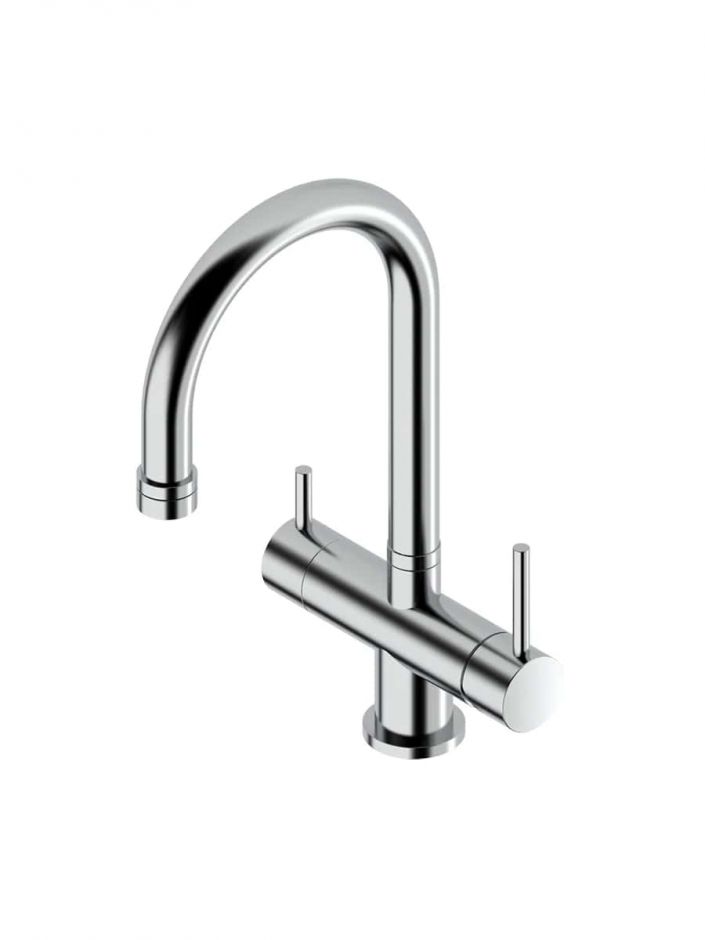 Кухонный смеситель Quadro design Idealaqua Inox 88KG CR с краном для фильтра