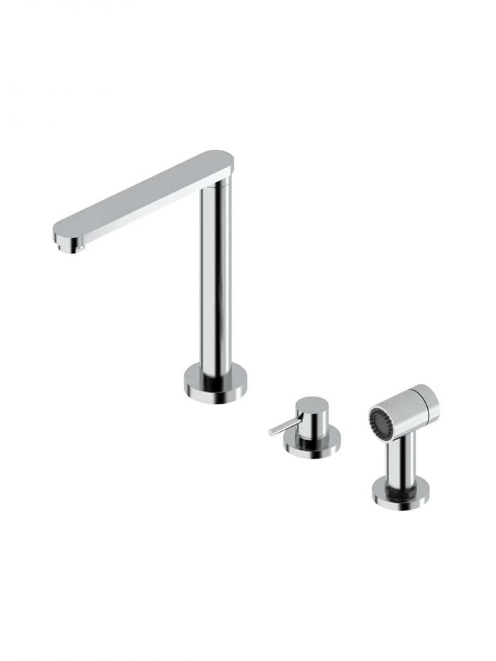 Кухонный смеситель Quadro design Kitchen Brass 337/1 CR с выдвижным душем