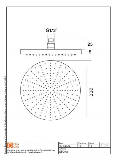 Верхний душ Quadro design Shower SF042 круглый схема 4