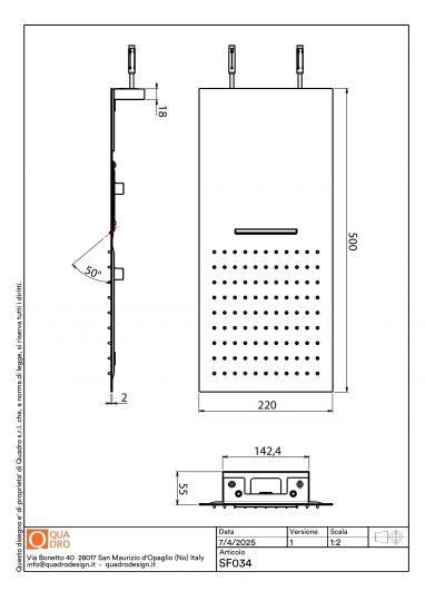 Верхний душ Quadro design Shower SF034 AS прямоугольный схема 3