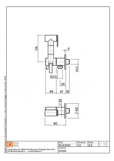 Гигиенический душ Quadro design Complements ID016 схема 3