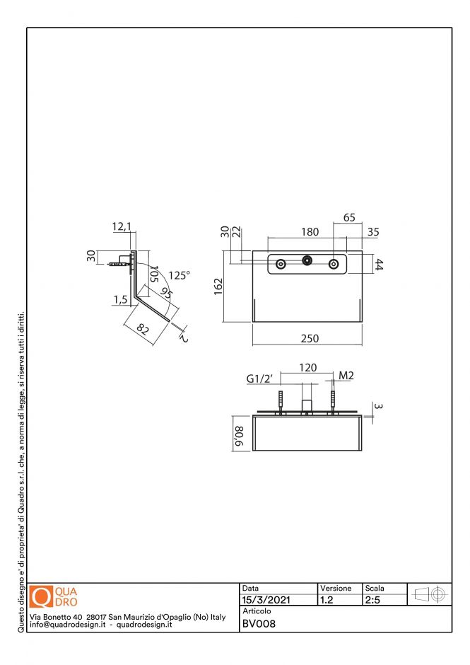Излив настенный встраиваемый Quadro design Complements BV008 AS ФОТО