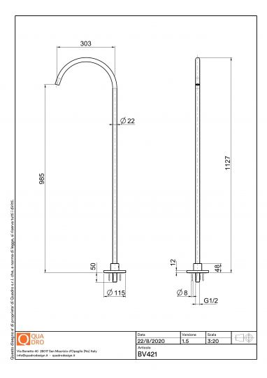 Напольный излив для умывальника Quadro design Complements BV421 AS схема 2
