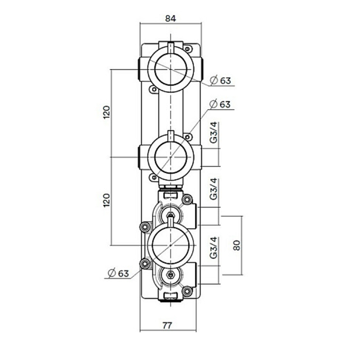 Внутренняя часть термостатического смесителя Quadro design Source IN049