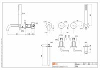 Смеситель для ванны и душа Quadro design Levo 14 69 AS настенный схема 2