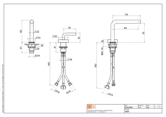 Смеситель для раковины Quadro design Levo 14 31 AS схема 2