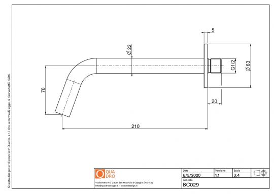 Излив Quadro design Q BC029 для встраиваемого в стену смесителя схема 2 Излив Quadro design Q BC029 для встраиваемого в стену смесителя схема 2